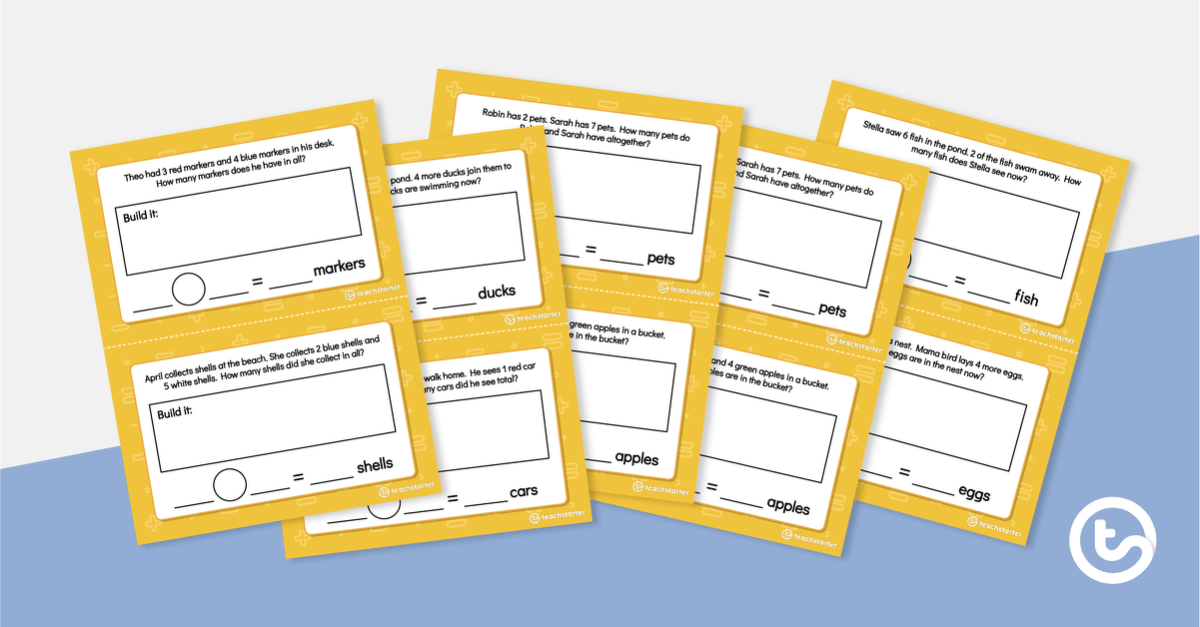 Word Problem Task Cards: Addition and Subtraction Within 10 teaching resource