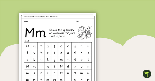 Uppercase and Lowercase Letter Maze - 'Mm' teaching resource