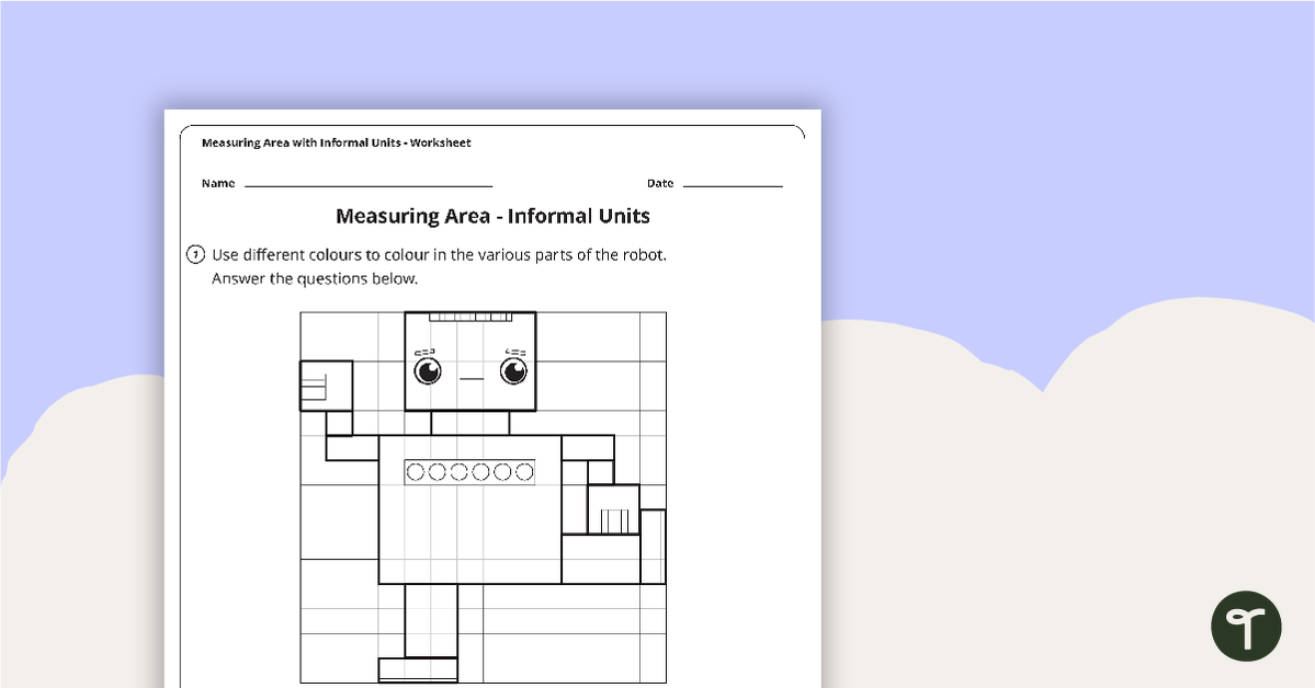 Measuring the Area of a Robot with Informal Units Worksheet teaching resource