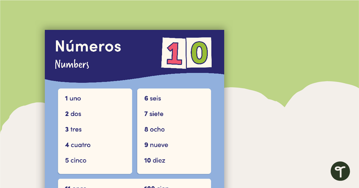 Numbers - Spanish Language Poster teaching resource