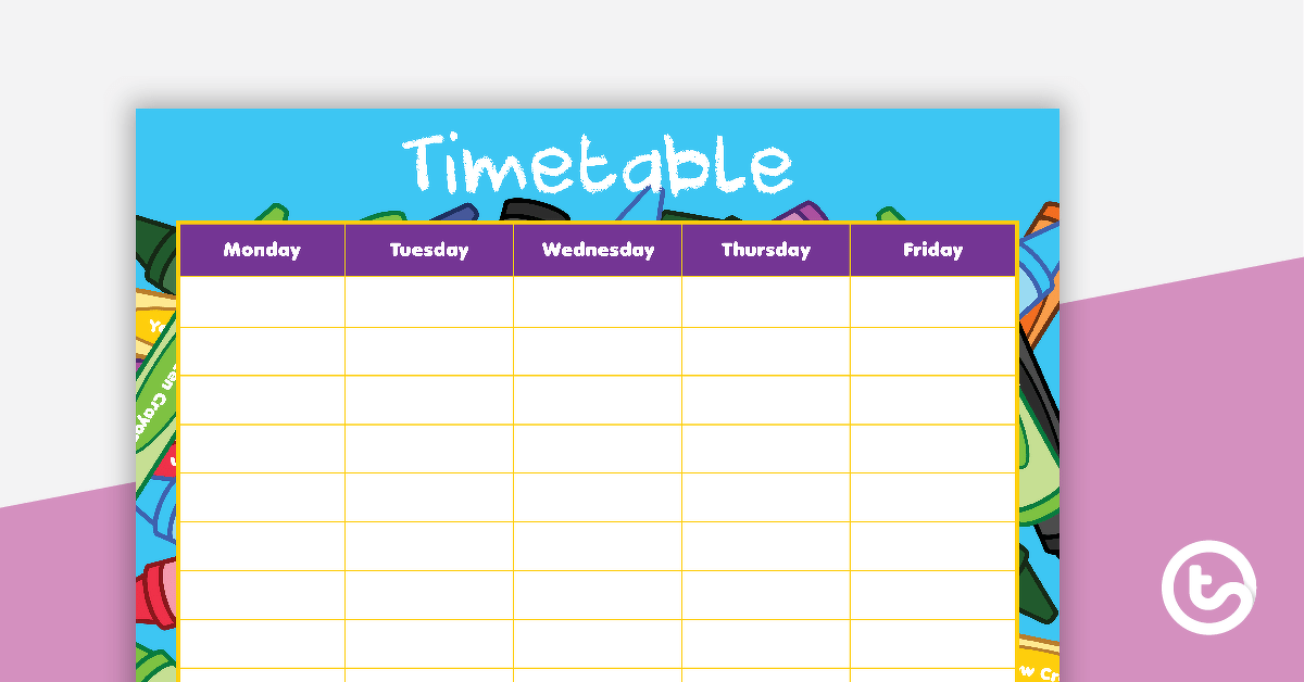 Crayons - Weekly Timetable teaching resource
