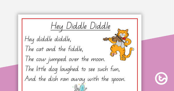 Hey Diddle Diddle Nursery Rhyme - Poster and Cut-Out Pages teaching resource