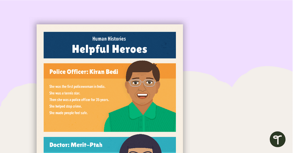 Go to Human Histories: Helpful Heroes – Comprehension Worksheet teaching resource