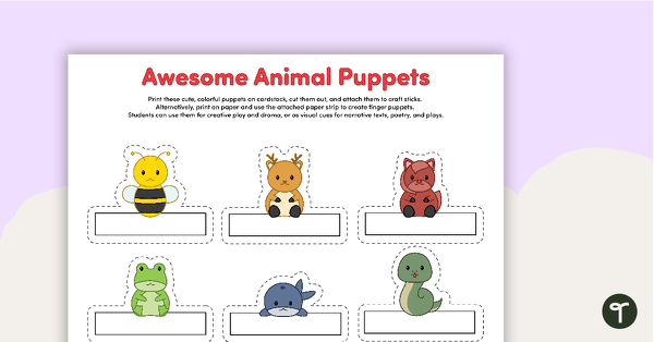 Go to Awesome Animal Finger Puppets Template teaching resource