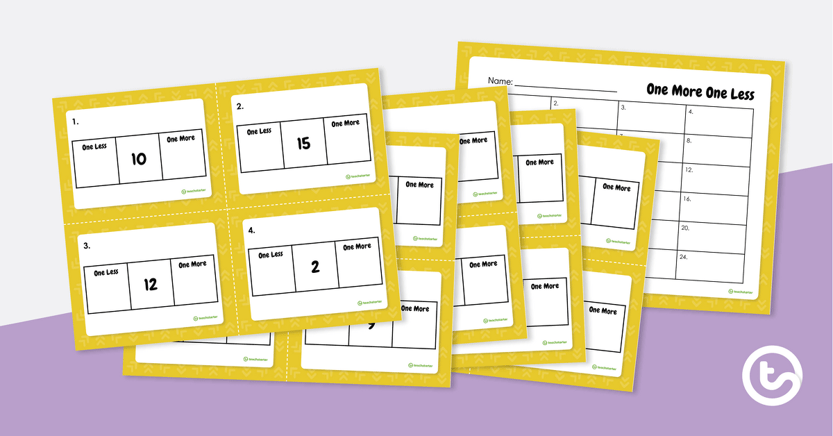 One More, One Less Task Cards teaching resource
