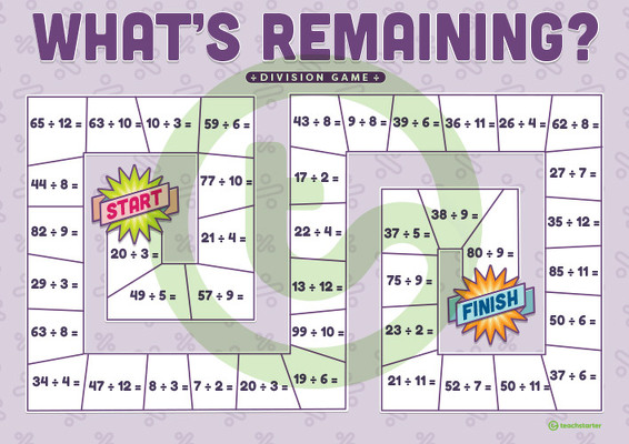 What's Remaining? Division Board Game teaching resource