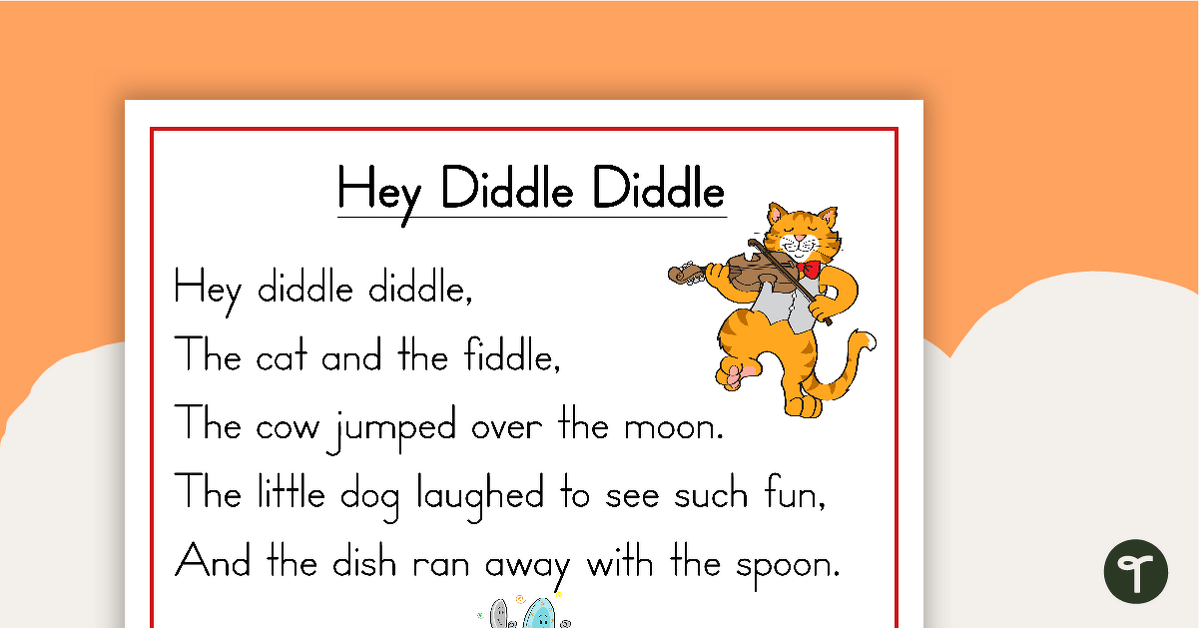 Hey Diddle Diddle Nursery Rhyme – Poster and Cut-Out Pages teaching resource