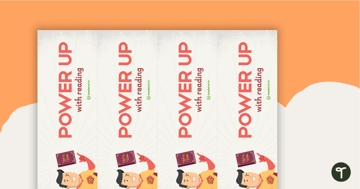 'Power Up With Reading' Superhero-themed Bookmark teaching resource