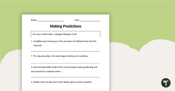 Making Predictions from Sentences - Worksheet teaching resource