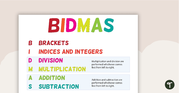 Go to BIDMAS/BIMDAS Poster teaching resource