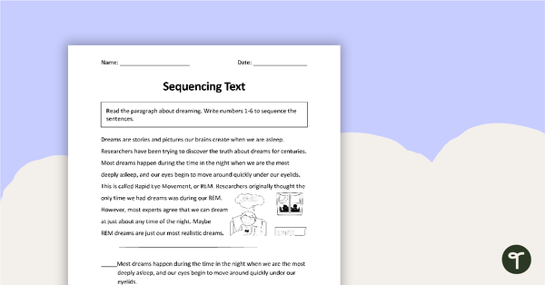 Sequencing Text - Worksheet teaching resource