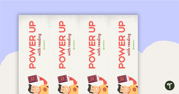 'Power Up With Reading' Superhero-themed Bookmark teaching resource