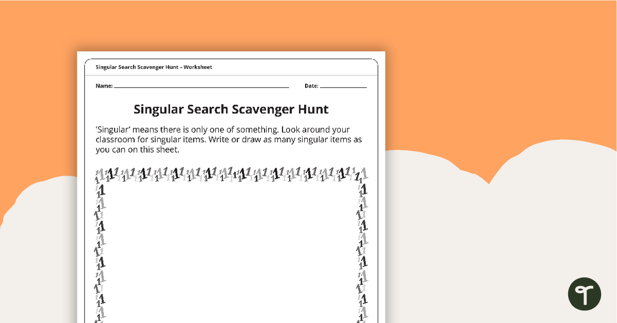Singular Search Scavenger Hunt Worksheet teaching resource