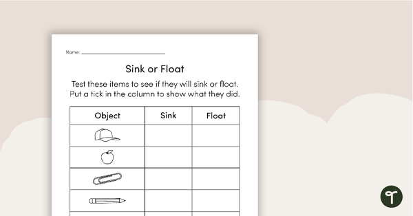 Go to Sink or Float Investigation Worksheet – Recording Results teaching resource