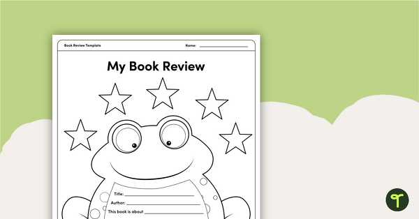 Frog-Themed Book Review Template and Poster teaching resource