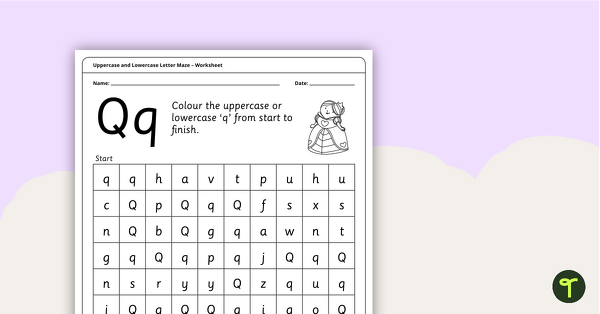 Uppercase and Lowercase Letter Maze - 'Qq' teaching resource