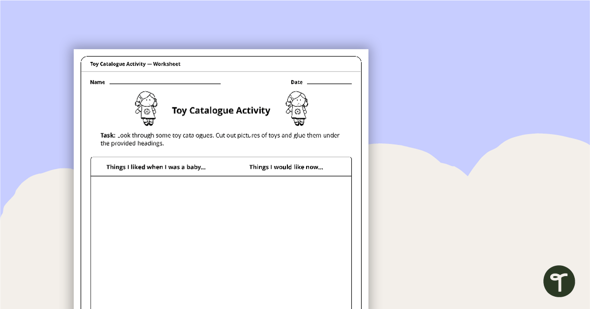 Toy Catalogue Activity Worksheet teaching resource