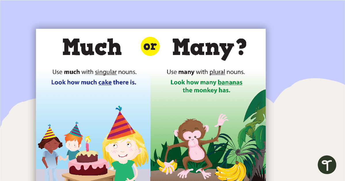 Much or Many Poster teaching resource