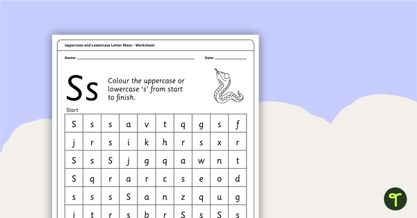 Go to Uppercase and Lowercase Letter Maze - 'Ss' teaching resource