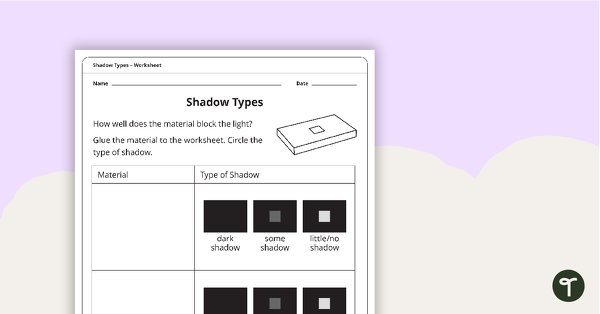 Go to Shadow Types Worksheet teaching resource