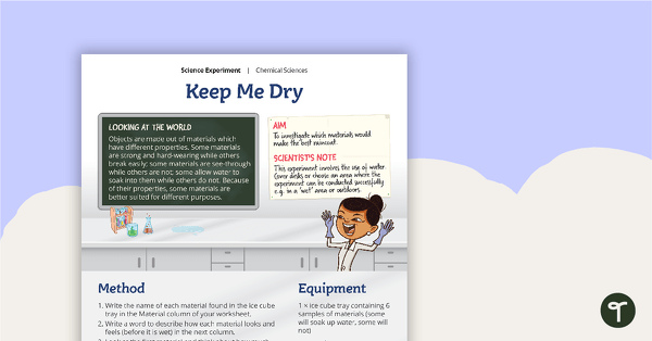 Go to Science Experiment - Keep Me Dry teaching resource