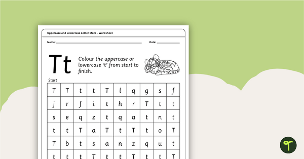 Go to Uppercase and Lowercase Letter Maze - 'Tt' teaching resource