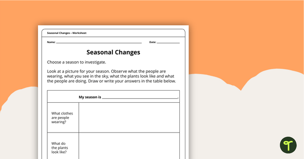 Image of Seasonal Changes - Worksheet
