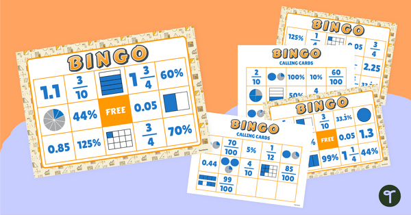 Image of Fraction, Decimal, and Percentage Bingo