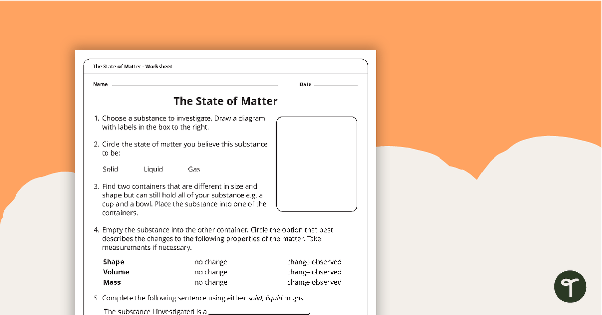 The State of Matter Worksheet teaching resource