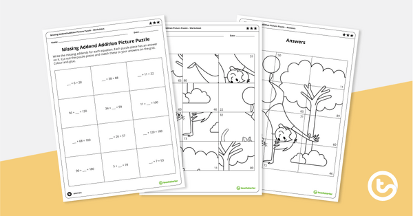 Go to Missing Addend Addition Picture Puzzle – Level 3 teaching resource