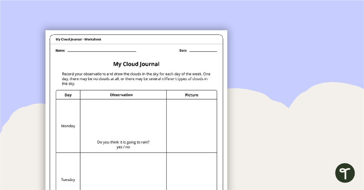 Preview image for My Cloud Journal - teaching resource