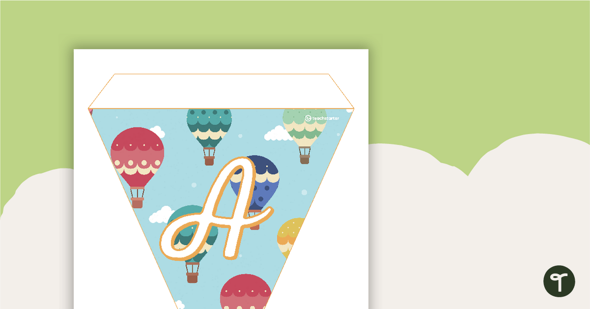 Preview image for Hot Air Balloons - Letters and Numbers Pennant Banner - teaching resource