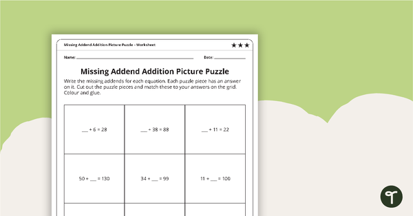 Missing Addend Addition Picture Puzzle – Level 3 teaching resource