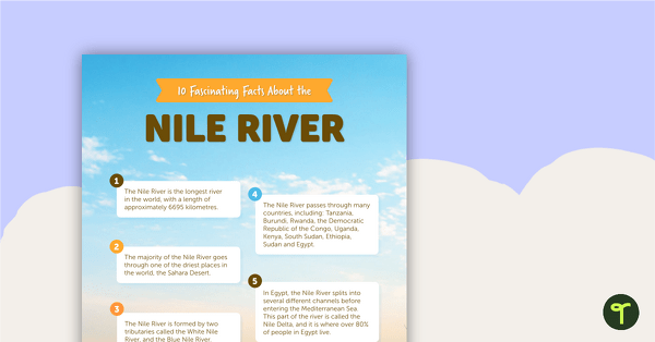 Go to 10 Fascinating Facts About the Nile River – Worksheet teaching resource
