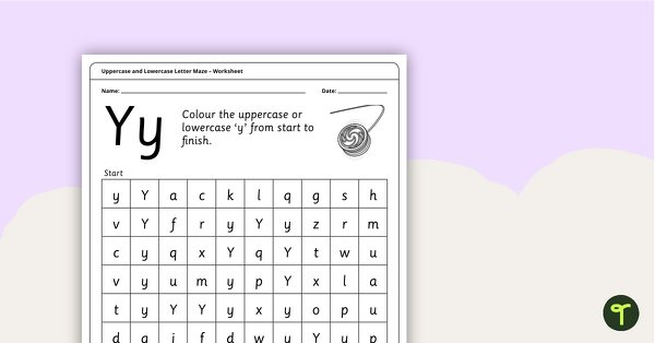 Go to Uppercase and Lowercase Letter Maze - 'Yy' teaching resource