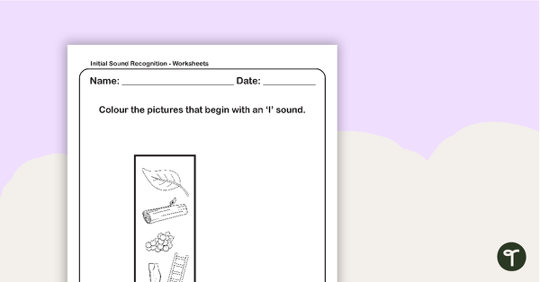 Initial Sound Recognition Worksheet - Letter L teaching resource