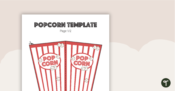 3D Popcorn Box Template teaching resource