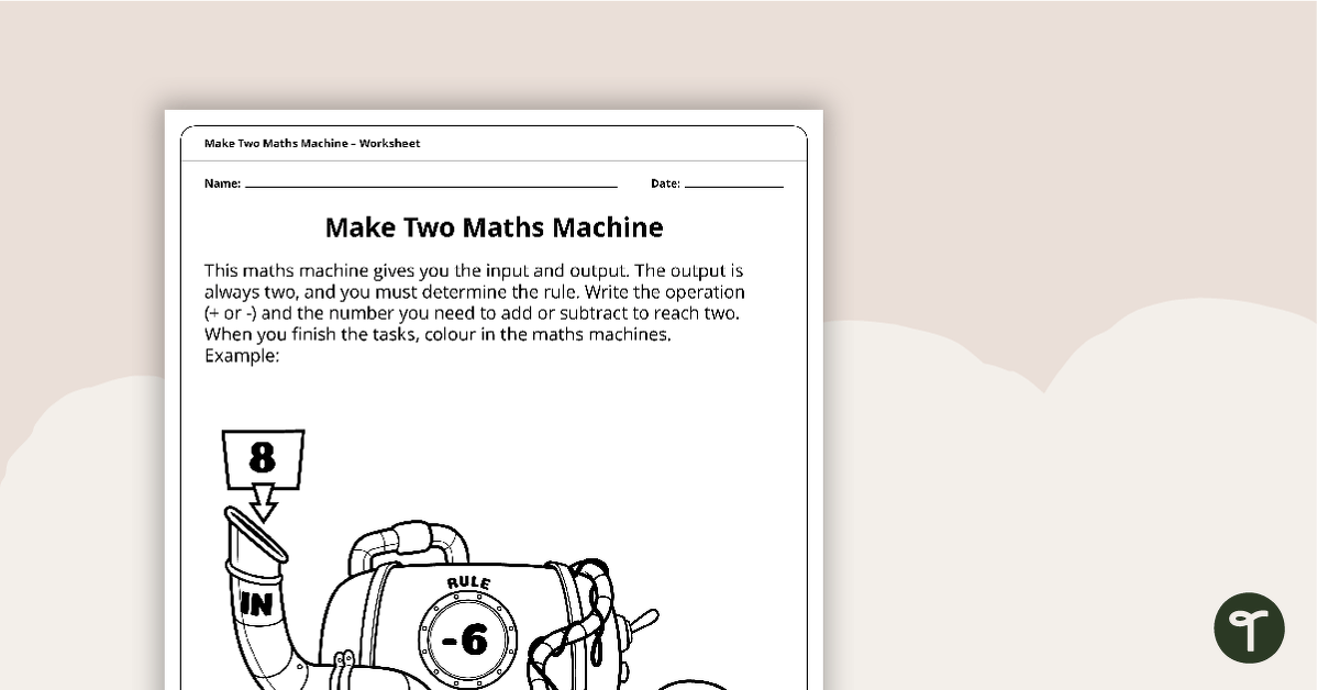 Make Two Math Machine Worksheet teaching resource