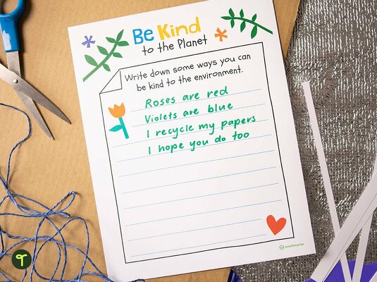 Be Kind to the Planet Template teaching resource