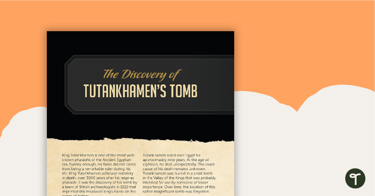 The Discovery of Tutankhamen's Tomb – Worksheet teaching resource