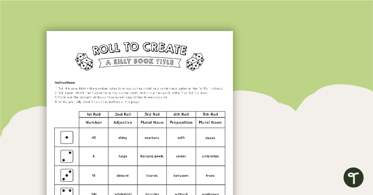Roll to Create a Silly Book Title teaching resource