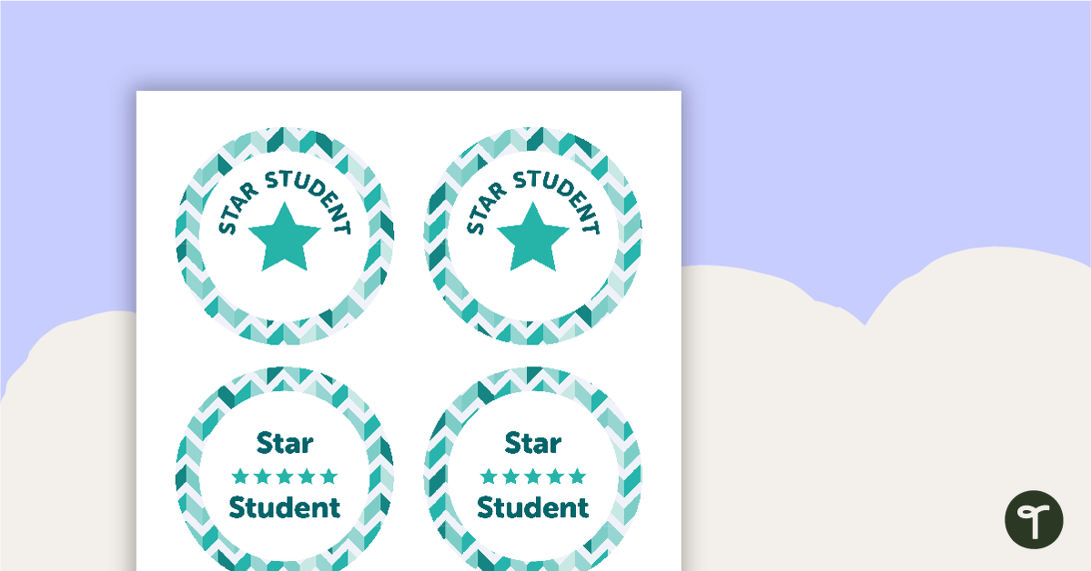Teal Chevron - Star Student Badges teaching resource