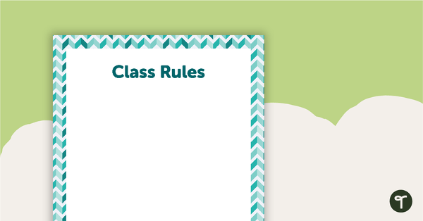 Teal Chevron - Class Rules teaching resource