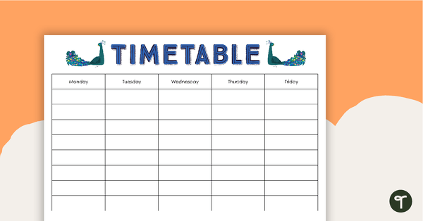 Preview image for Proud Peacocks - Weekly Timetable - teaching resource