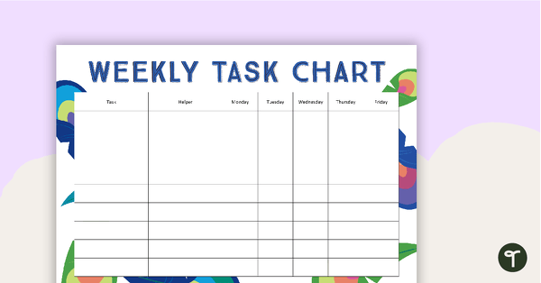 Proud Peacocks - Weekly Task Chart teaching resource