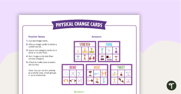 Physical Change Cards – Game teaching resource