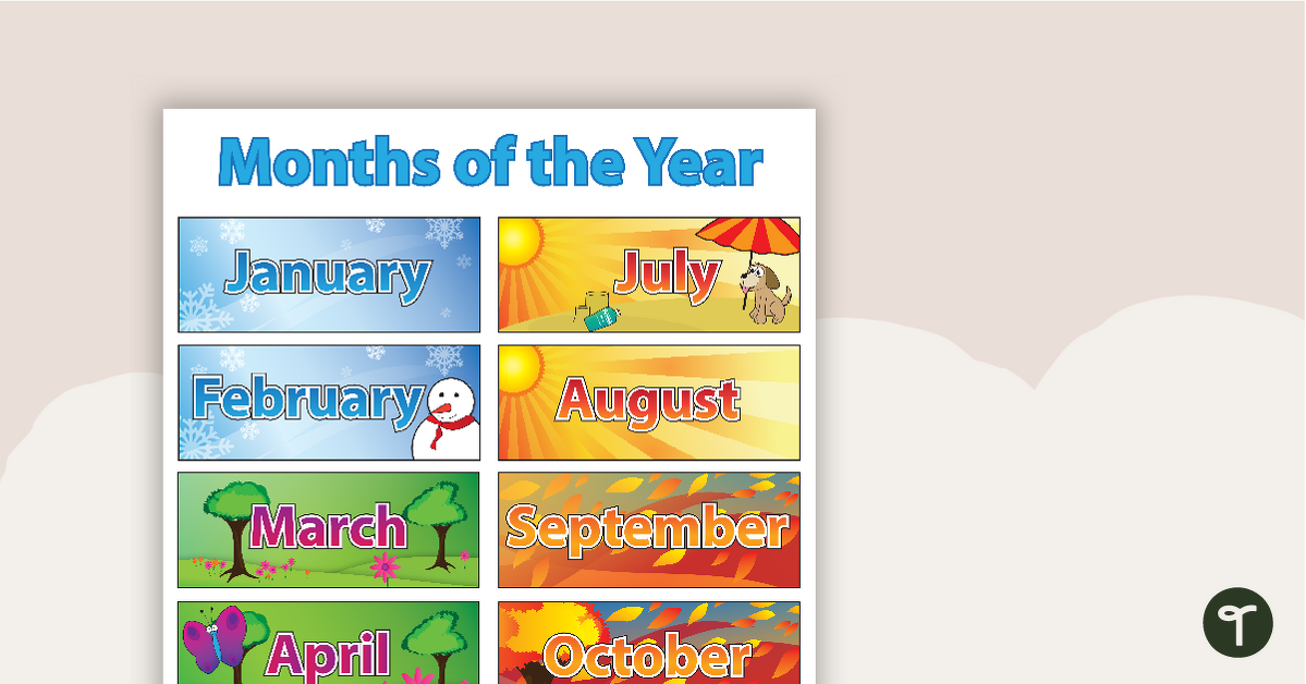 Months of the Year Poster - Northern Hemisphere teaching resource