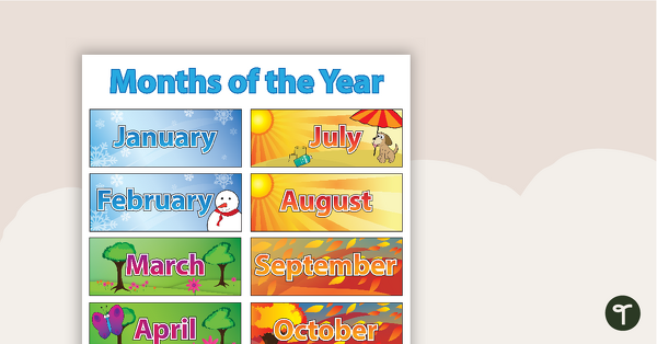 Go to Months of the Year Poster - Northern Hemisphere teaching resource