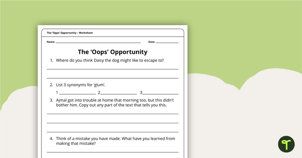 The 'Oops' Opportunity – Worksheet teaching resource