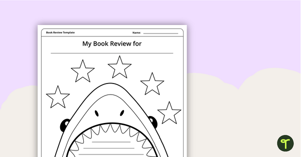 Shark-Themed Book Review Template and Poster teaching resource